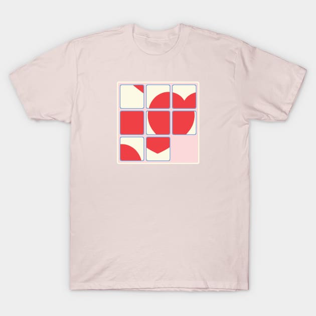 I LOVE YOU HEART PUZZLE Retro Vintage Valentines Day Game - UnBlink Studio by Jackie Tahara T-Shirt by UnBlink Studio by Jackie Tahara